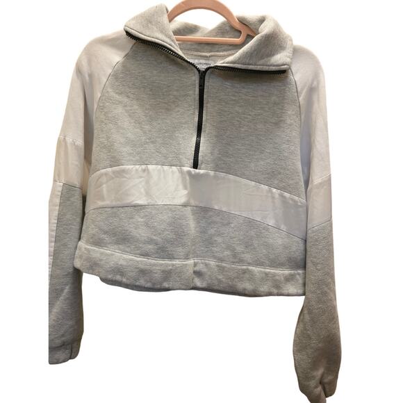 Urban Outfitters SMALL Cropped Fleece Half Zip Pullover Sweatshirt Gray EUC - Picture 1 of 6